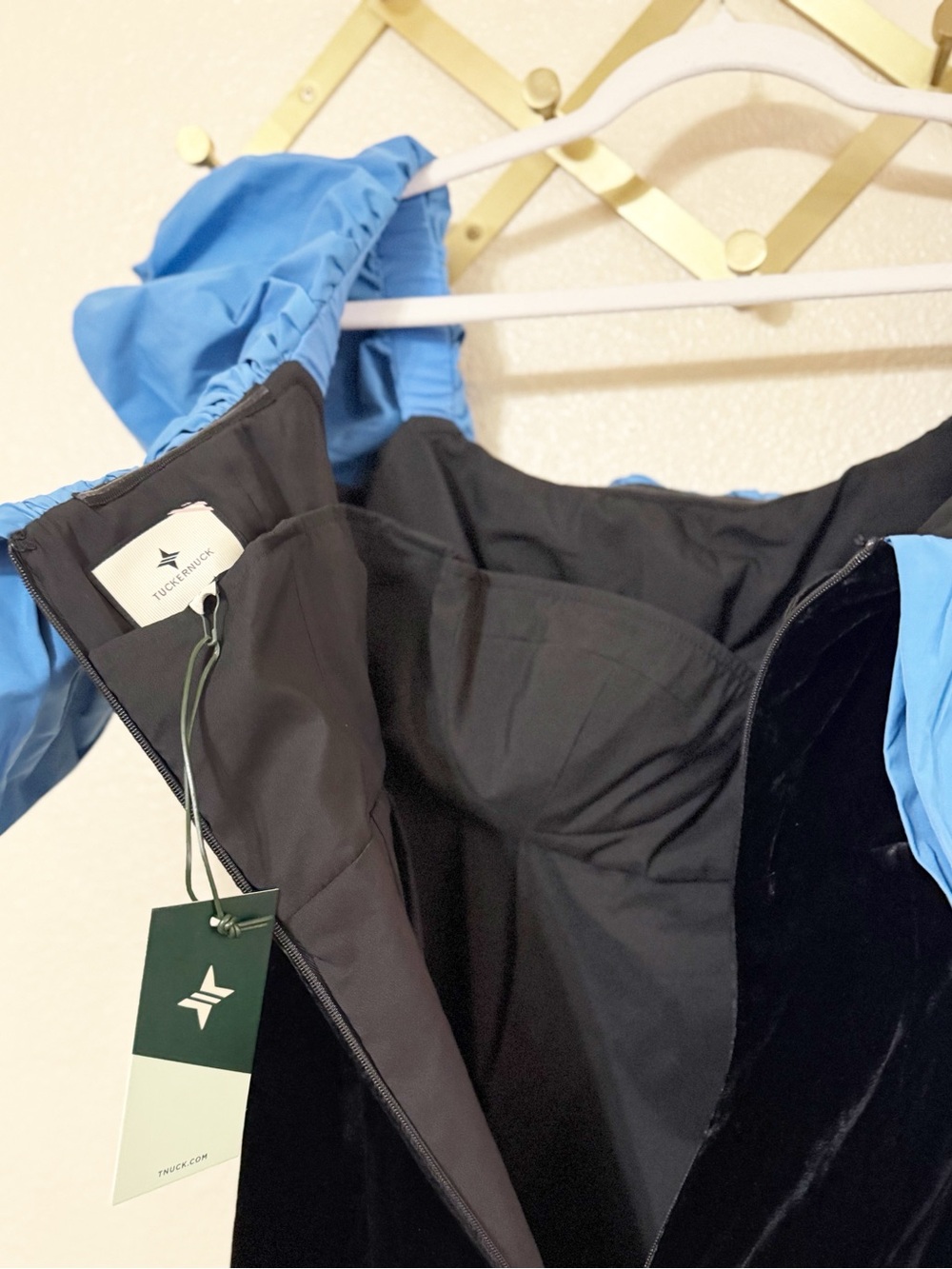 Tuckernuck Zanzibar Blue and Black Velvet Artemis Ruffle Dress Size 8 NEW $398 - Picture 13 of 13